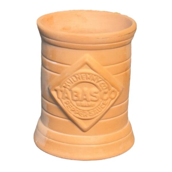 Tabasco Hot Sauce Bottle Holder Ceramic 3" Terracotta Mini Toothpick Jar Vintage - Picture 2 of 10